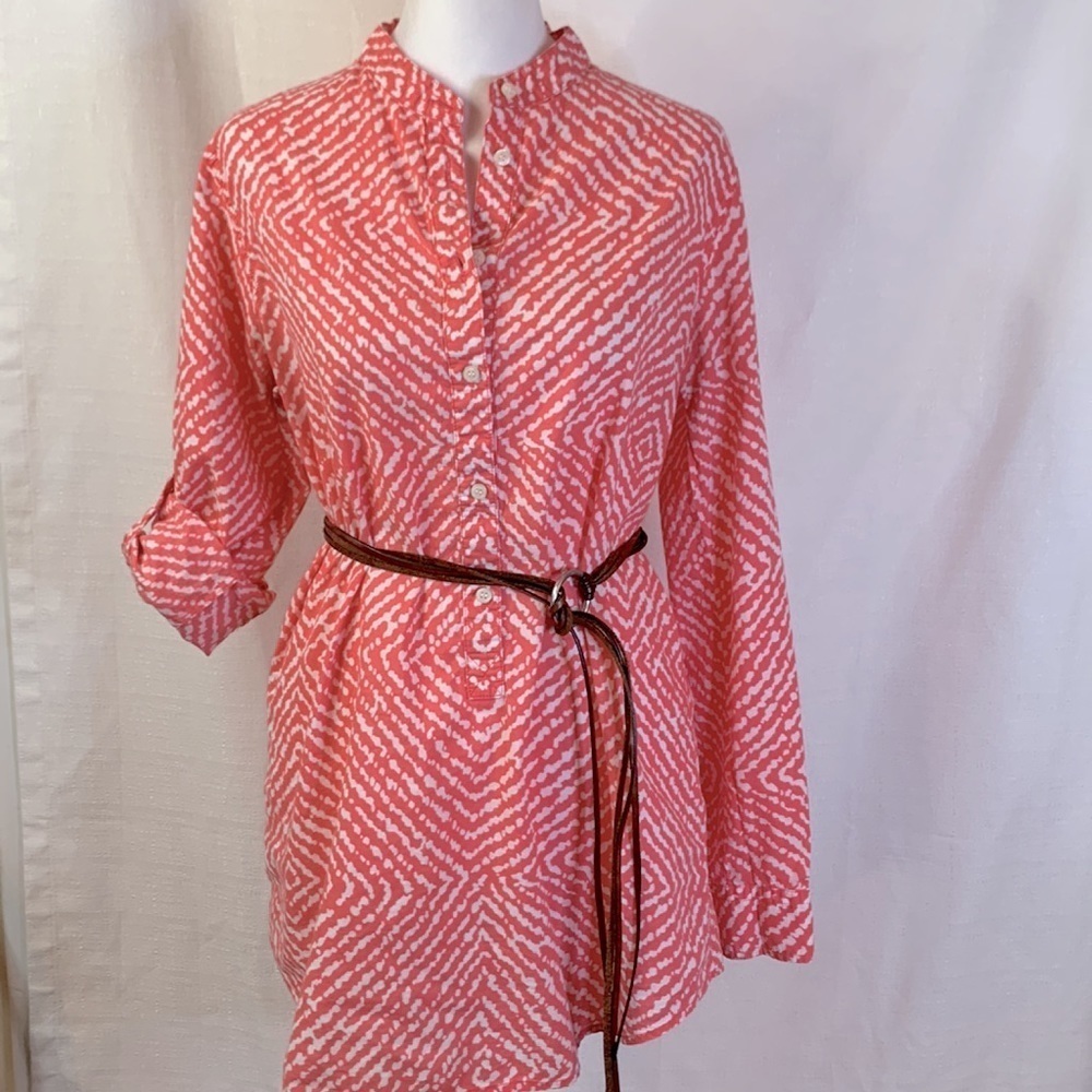 J. Crew Factory Pink and White Cotton Tunic